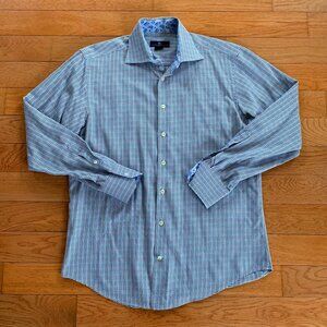 Eredi Pisano Shirt‎ Mens 16.5 42 Houndstooth Floral Button Up Italy Multicolor